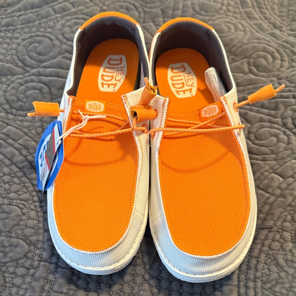 Hey Dude Bright Orange Canvas Loafers University of Tennessee